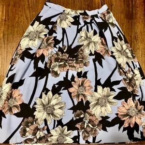 Miss Selfridge Floral A-Line Skirt - Black and Cream